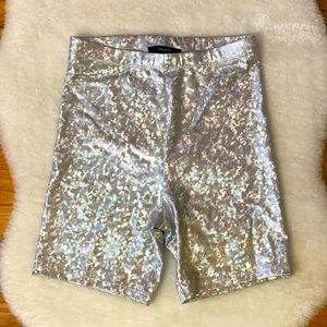 FOREVER 21 Silver Biker Shorts